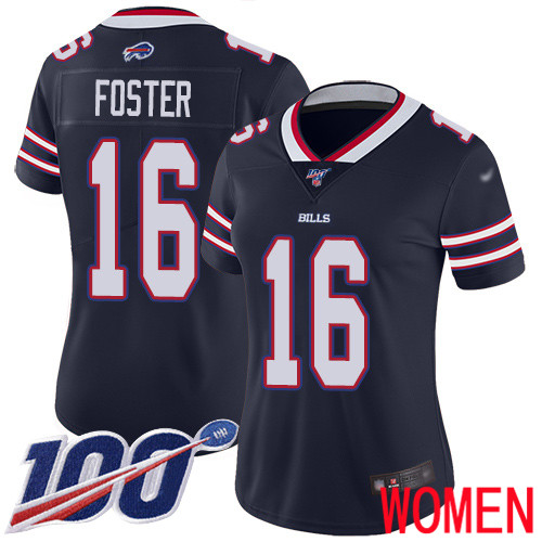 Women Buffalo Bills #16 Robert Foster Limited Navy Blue Inverted Legend 100th Season NFL Jersey->nfl t-shirts->Sports Accessory